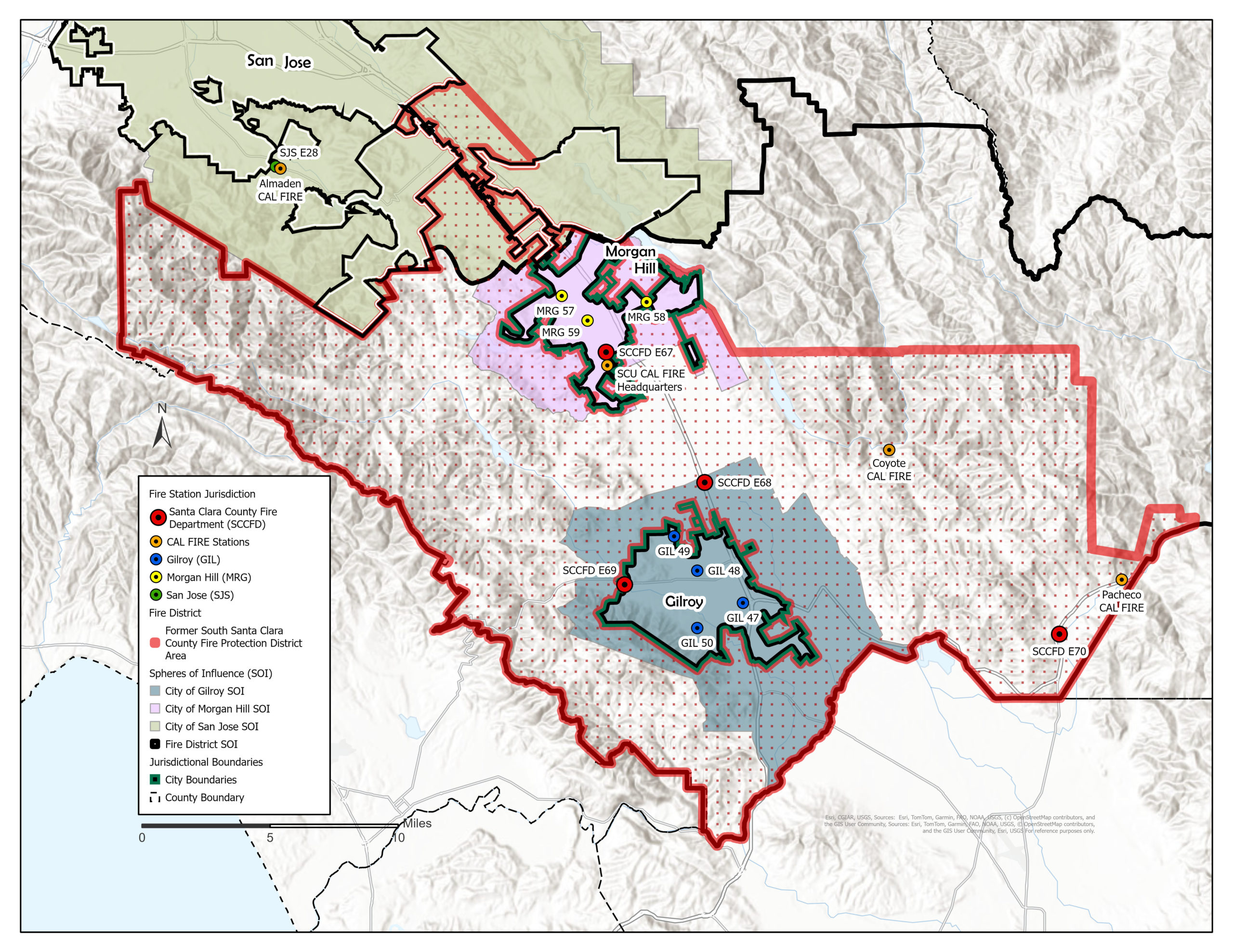 Map of south county fire services and jurisdictions